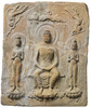 Square Votive Tile with Buddhist Triad, Excavated from Tsubosaka-dera Temple Image