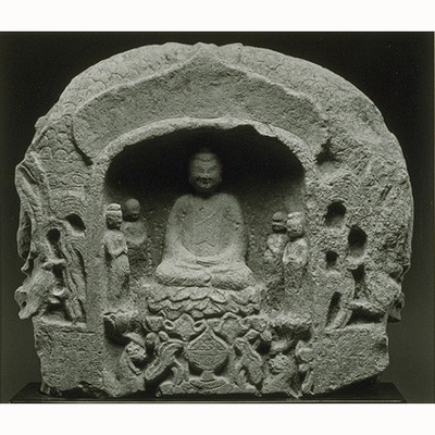 Fragment of Buddhist Stele with Inscription of Donors Image