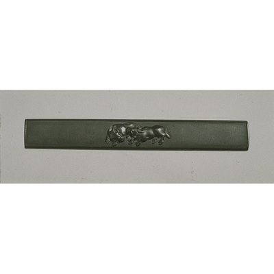 Knife (Kozuka) with Oxen in High Relief Carving, Signed "Yujo Image