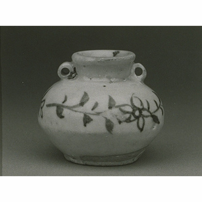 Small Jar with Flowering Plants and Lugs in Blue and White Image