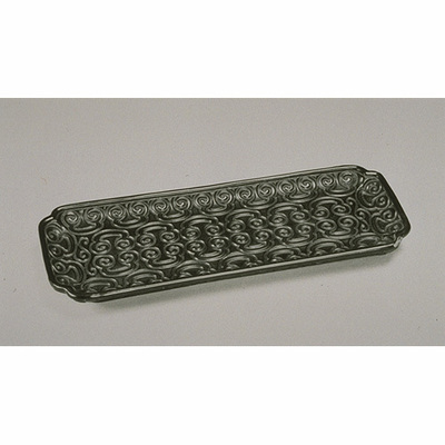 Handscroll Tray with Sword Pommel Motif in Carved Black Lacquer Image