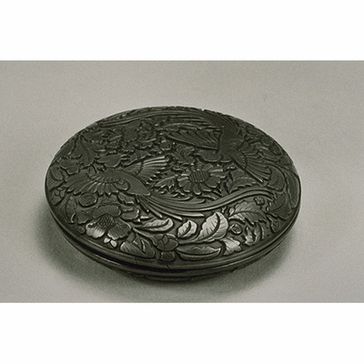 Incense Container with Peonies and Phoenixes Carved in Red Lacquer Image