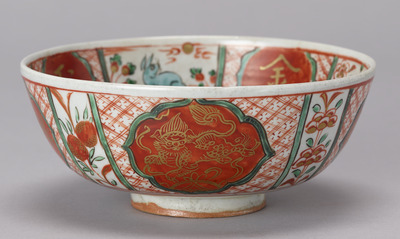 Bowl in Gold and Gosu Aka-e (Cobalt Blue and Polychrome Overglaze Enamels) Style Image