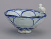 Flower-shaped Sake Cup with Bird in Underglaze Blue (Eiraku Zengoro Ceramic Ware from the Konoike Family) Image