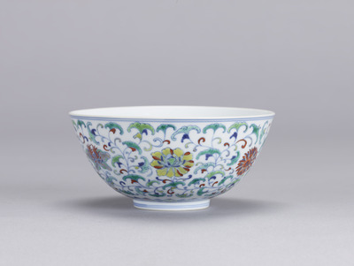 Bowl with Floral Arabesques; Qianlong Reign Mark Image