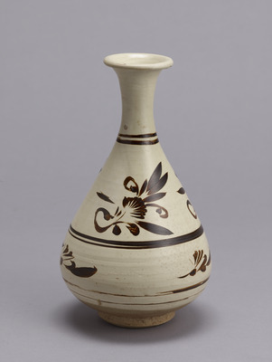 Pear-Shaped Bottle with Floral Design Image