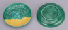 Small Dishes with Windswept Shore in Green and Yellow Cochin-China Glaze (Eiraku Zengoro Ceramic Ware from the Konoike Family) Image