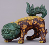 Lion with Gold Leaf in Green Cochin-China Glaze (Eiraku Zengoro Ceramic Ware from the Konoike Family) Image