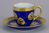 Coffee Cup and Saucer Sets with Scattered Pine Crests in Gold on Azure Ground (Eiraku Zengoro Ceramic Ware from the Konoike Family) Image