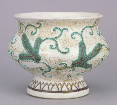 Vase with Pines and Arabesques in White Cochin-China Glaze (Eiraku Zengoro Ceramic Ware from the Konoike Family) Image