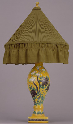 Lamp Stand with Flowering Plants in Yellow Cochin-China Glaze (Eiraku Zengoro Ceramic Ware from the Konoike Family) Image