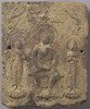 Square Votive Tile with Buddhist Triad, Excavated from Tachibana-dera Temple Image