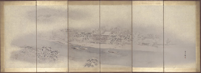 平等院雪景図屏風 画像