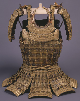 Haramaki Armor with Panels in Gold Leaf and Red Lacing Image