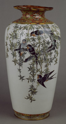 Owari Vase with Willows and Swallows in Cloisonne Image