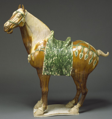 Horse Figurine with Three-color Glaze Image