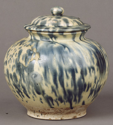 Lidded Jar with Blue Glaze Image