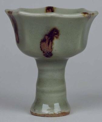 Longquan Celadon Stem Cup with Iron Brown Spots Image