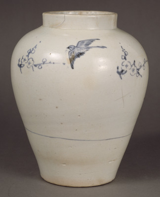 Jar with Plum Branches and Birds in Underglaze Blue Image