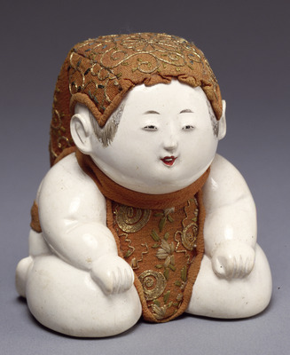 Child Wearing Chrysanthemum-Embroidered Cap; Gosho Doll Image