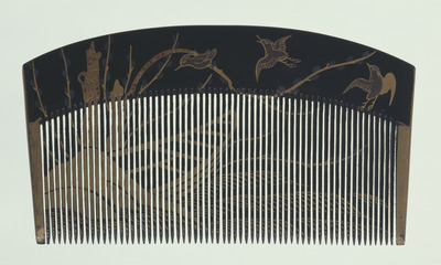 Comb with Plovers, Rush-Thatched Boats, and Spring Willows in Makie Image