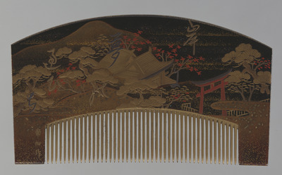 Comb with Scene from Sumiyoshi Shrine in Makie Image