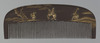 Comb with Scene of the Poet Ariwara no Narihira Heading to the Eastern Provinces in Makie and Gold Inlay Image