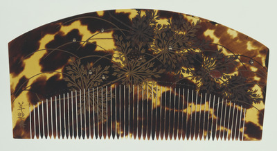 Comb with Hare's Foot Fern in Makie on Tortoise Shell Image