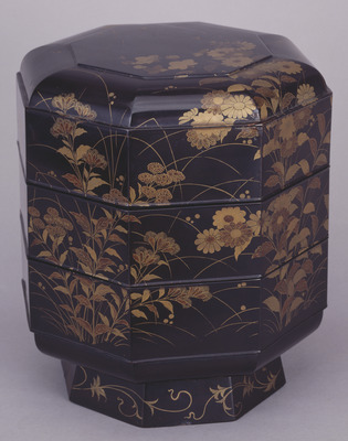 Octagonal Food Container with Autumn Grasses in Makie Image