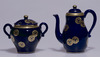 Coffee Pot with Mitsumatsu Pine Crests in Gold and Azure Glaze (Eiraku Zengoro Ceramic Ware from the Image