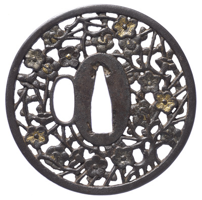 Tsuba (Sword Guard) with Plum Tree in Openwork Image