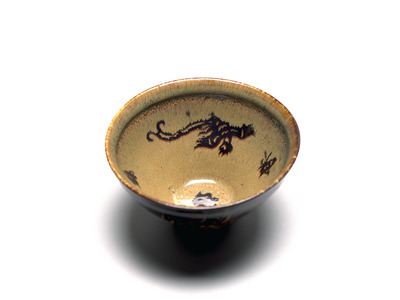 Jizhou Tenmoku Tea Bowl with Phoenixes and Butterflies in Mottled Glaze Image