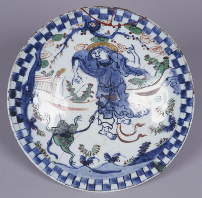 Plate with Toad and Hermit in Polychrome Overglaze Enamels Image