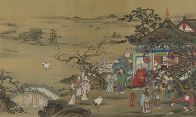 Queen Mother of the West (Xiwangmu) Presenting Peaches of Immortality to Emperor Wudi Image