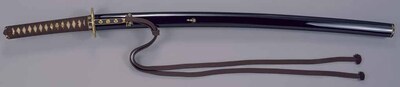 Long Sword (Tachi) with Black-lacquered Scabbard, Signed "Unsho Image