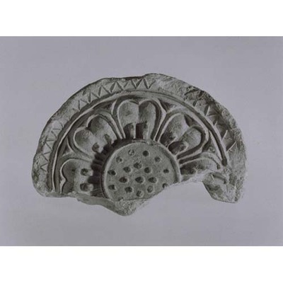 Fragment of Round Eaves Tile with Double Lotus Petal Design Excavated from Gakuan-ji Temple Image