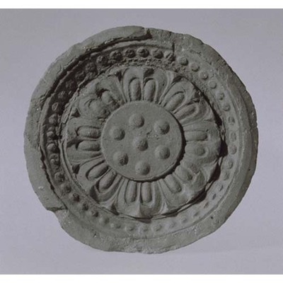 Round Eaves Tile with Double Lotus Petal Design Excavated from Daikandai-ji Temple Image