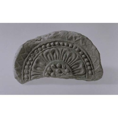 Fragment of Round Eaves Tile with Double Lotus Petal Design Excavated from Fujiwara Palace Image