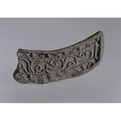 Fragment of Flat Eaves Tile with Arabesque Design Excavated from Kawaradera Temple Image