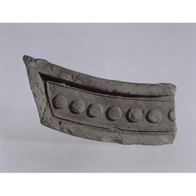 Fragment of Flat Eaves Tile with Linked Pearl Design Excavated from Abedera Temple Image