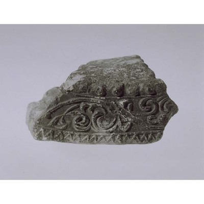 Fragment of Flat Eaves Tile with Even Rows and Arabesque Design Excavated from Motoyakushi-ji Temple Image