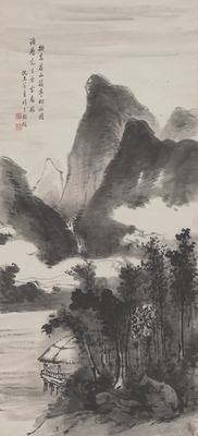 擬高房山渓亭煙雨図 画像