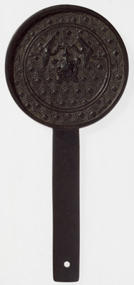 Hand Mirror with Tortoise-shell Design and a Pair of Cranes Image