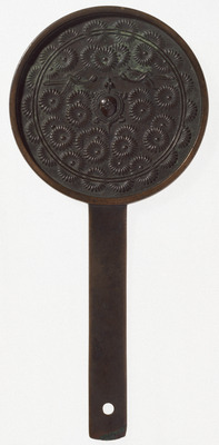 Hand Mirror with Scattered Chrysanthemums and a Pair of Cranes Image