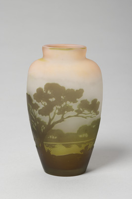 Vase with Evening Landscape on White Ground Image