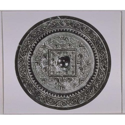 Mirror with Flowers, Arabesque, TLV Pattern, and Four Gods Image