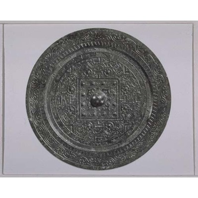 Xiwangmu Mirror with Floating Clouds, TLV Pattern, and Four Gods Image