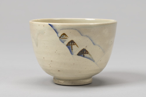 銹絵染付雪中山家図茶碗 画像