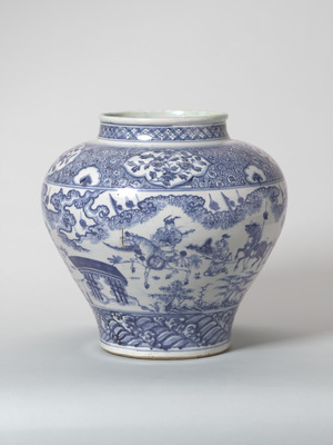 青花三国志文壷 画像