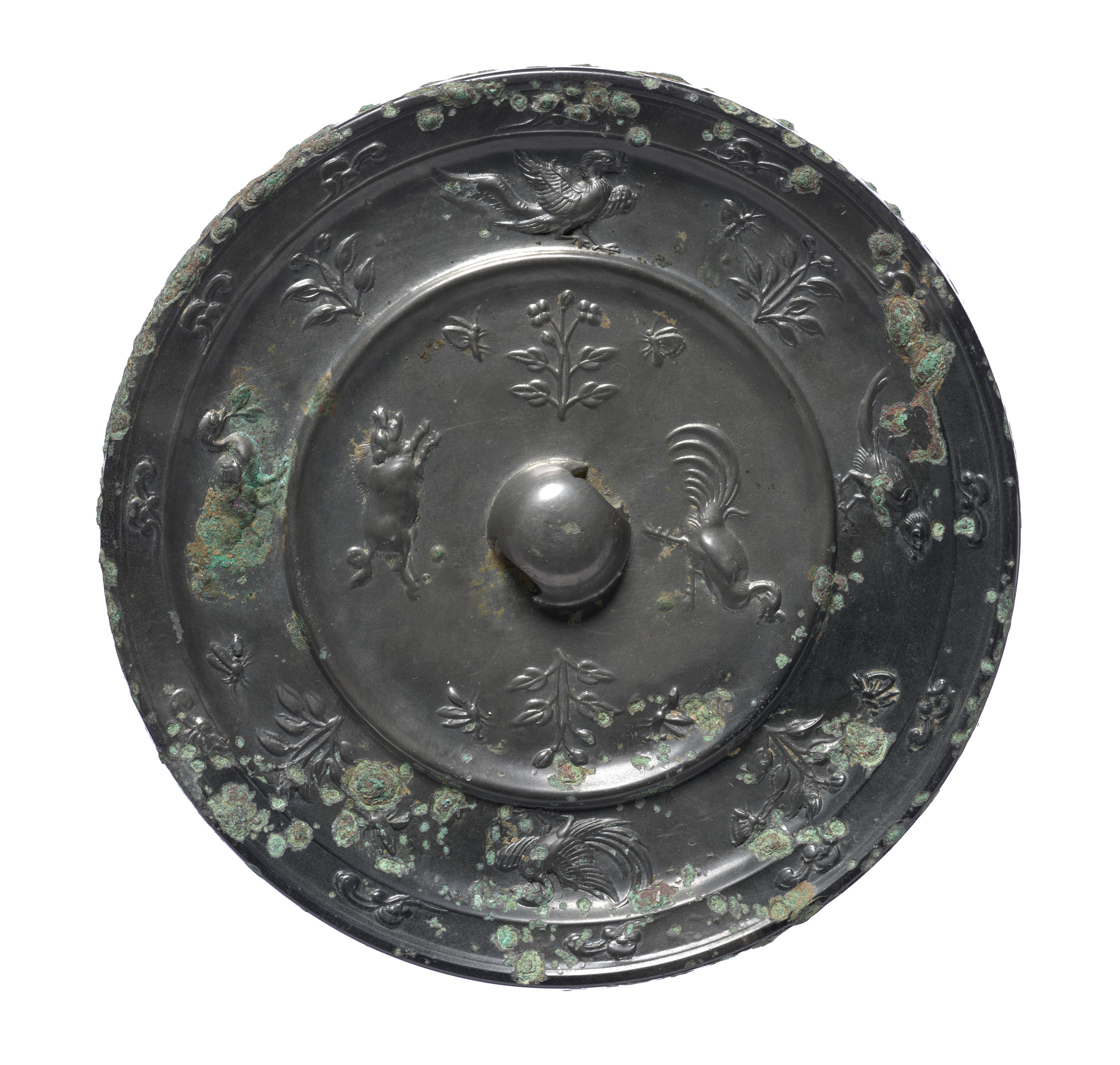 花枝禽獣鏡 画像